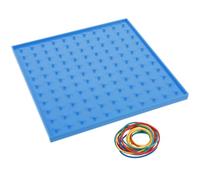 Sewroro Educational Geoboard for 20cm Blue Peg Board with 20 Rubber Bands - Math Teaching Puzzle Board for Primary School Geometry, Creative Shape Making and Classroom Learning