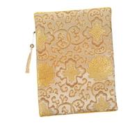 Sewroro Embroidered Scripture Bag with Zipper Tassel Soft Cloth Book Pouch for Prayer and Bible Storage Classic Stylish Organizer for Religious Texts and Gift Wrapping Large Yellow Floral