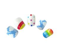 Sewroro False Nail Stickers Nail Art Decals Plastic Cartoon 24pcs Full Cover Decorative Unique Fashion Style, for Party and Holiday Events