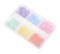 Sewroro Flower Pearl Nail Charms 3d Manicure Flower Decorations with Pearls 6-compartment Acrylic Box Set for Nail Art Accessories for Professional and Home Use