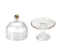 Sewroro Glass Cake Plate with Lid Covered Stand for Desserts and Snacks Transparent Dome Display Platter for Weddings and Afternoon Tea Freshness Lock Food-safe Serving Tray