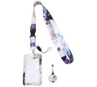Sewroro Glitter Marble PVC Id Card Holder with Badge Clip Portable Sleeve for Office School Use Lightweight Protective Cover for Name Badges and Important Cards