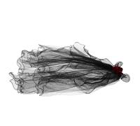 Sewroro Halloween Black Veil Hair Accessory with Red Ghost Bride Costume, Gothic Party Headband, Dead Bride Veil for Halloween and Day of The Dead Events
