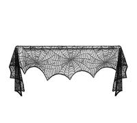 Sewroro Halloween Decoration Spiderweb Fireplace Mantle Scarf Black Cobweb Fireplace Cover Lace Runner for Door Window Decor Festive Party Supplies 18 x 96 inch