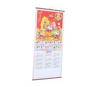 Sewroro Horse Year Chinese Lunar Calendar Wall Scroll with High Definition Imitation Rattan Traditional Asian Year Hanging Calendar for Home and Office