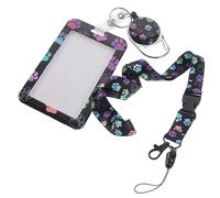 Sewroro Id Badge Holder with Lanyard for Students and Teachers Card Cover with Gradient Paw Pattern Id Card Protector Suitable for School Office Medical Staff and Outdoor Use