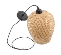 Sewroro Japanese Style Bamboo Art Chandelier with Light Source Natural Woven Pendant Ceiling Lamp for Hotel Bar Dining Classic Rustic Home Decor in Khaki