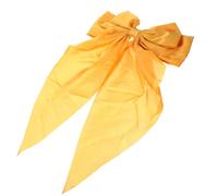 Sewroro Large Yellow Satin Ribbon Hair Clip for Big Bow Barrette with Tail Spring Clamp Hair Accessory and Ponytails for Women and