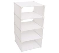 Sewroro Layered Wardrobe Clothes Storage Rack with 4-Tier Divider, White Resin Closet Organizer Shelf for Bedroom Cabinet, Space-Saving Wardrobe Rack and Clothes Holder