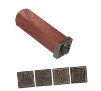 Sewroro Magnetic Chinese Stamp with Zen Cloud Calligraphy and Lotus Motifs Hand Carved Wood Seals for Crafting Scrapbooking and Classroom Use Durable Portable Ink Stamp Kit