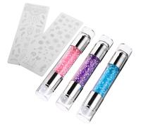 Sewroro Manicure Nail Stamper Nail Art Stencil Kit 3 Sets Acrylic Double-Ended Comfortable to Hold with Lid for Salon and Home Use by Female Manicure Beginners