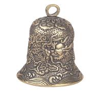Sewroro Mini Brass Dragon Pattern Hanging Bell Pendant, Small Embossed Vintage Bell Charm for Crafting and Decoration, Suitable for Jewelry Making and Festival Ornaments