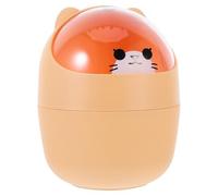 Sewroro Mini Desk Garbage Can Cartoon Plastic round Bin with Shake Lid | Cover, Dual-use Storage for Gloves and Tea Bags, Office Desk Decor, Bright Colour Finish