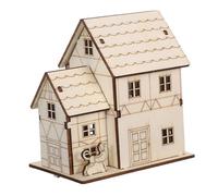 Sewroro Miniature Wooden House Puzzle Kit for Adults and DIY Unfinished Log Cabin Model with LED Lights Educational Stem Brain Teaser for Home Decor and Creative Family Activity