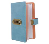 Sewroro Money Saving Book Password Keeper Book 6.88x4.32in Pu Hardcover Alloy Lock Portable Efficient Money Management Simple Fashionable Look Blue Home Office Use