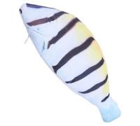 Sewroro Multi-Function Fish Pencil Case Spacious Zipper Storage Bag for Stationery Supplies Stylish Portable Cloth Pouch for Students and Artists Retro Design Striped Style