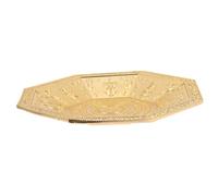 Sewroro Octagonal Gold Buddhist Tribute Fruit Plate Pedestal Bowl, Temple Fire Dish for Ritual Offerings, Versatile Smoke Plate Suitable for Buddhist Altar and Ceremony