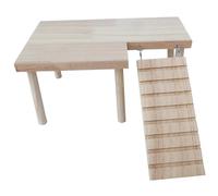 Sewroro Platform Natural Beige Wooden for Cage Use Hamster with Ladder Bite-resistant Small Animal Stand to Develop Balance and Coordination