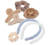 Sewroro Plush Headband and Hair Clip Set for Women and Girls, White Flocking Material with ABS, Firm Hold and Long Serving Life, for Working and Sporting Activities, Hair Accessories
