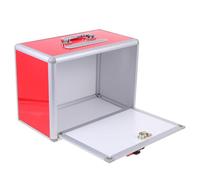 Sewroro Portable Aluminium Alloy Construction Red Polling Box with Lock Easy to Move and Practical Design for Office Or Election Use