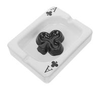 Sewroro Portable Ashtray Poker Ashtray Ceramic Whiteware with Slots to Hold Modern Decorative Unique Design for Co-workers and Boyfriend for Car and Home Use