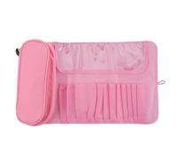 Sewroro Portable Pink Folding Makeup Brush Bag Rolling Wrap Cosmetic Storage Pouch Travel Organizer Toiletry Case for Women