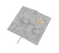 Sewroro PU Cover Agenda Notebook with Marble Pattern Thick Daily Task Planner for Students Workers Portable Weekly Yearly Scheduling Journal with Ribbon Bookmark