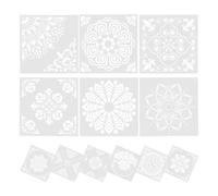 Sewroro Reusable Mandala Stencils Hollow-Out Templates 12pcs Pet Material Odourless Design for Wall Painting and DIY Projects for Floor and Furniture Painting for Families and Friends
