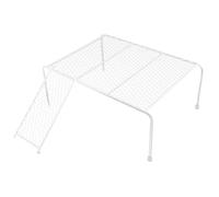 Sewroro Rutin Iron Chicken Platform with Ladder Large White Pet Feeding and Watering Rack Poultry Habitat Supply Suitable for Small Pets and Chick Care