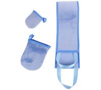 Sewroro Self Tanning Mitt Set Blue Flocked Back Strap Fingerless and Finger Gloves for Back Lotion Application for Adult Body Care