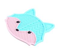 Sewroro Silicone Makeup Brush Cleaner Pad Suction Cup, Fox Shape Cosmetic Brush Cleaning Mat in Sky Blue for Professional Makeup Tool Cleaning and Washing