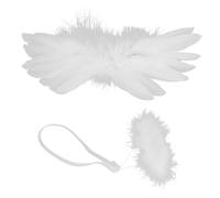 Sewroro Small White Angel Wings Doll Accessories Set with Plush Circular Ornament, Mini Wings for DIY Crafts and Doll Cosplay Decoration, Costume Prop for Handmade Play