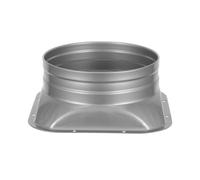 Sewroro Square Round Duct Transition Adapter with Metal Flanged Mounting Plate, 200mm, Precise Fit and Noise Minimizing HVAC Duct Connector for Residential Ventilation Systems