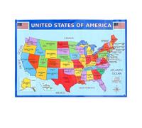 Sewroro Usa Map Wall Poster United States Map Educational Classroom Poster with Labeled States and Major Cities Geography Teaching Aid for Social Studies Home Bedroom Office Decor