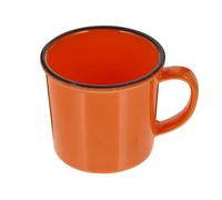 Sewroro Vintage Enamel Style Retro Tea Cup with Blue Rim, 350ml Ceramic Drinking Mug for Home and Office, Orange Water Cup for Tea and Coffee
