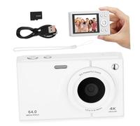 Sewroro Vintage Style Digital Camera with Screen Zoom and Anti-shake Built Memory Compact Camera for Travel Vlogging and Photography Use for Teens Students and Beginners White