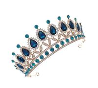 Sewroro Vintage Wedding Rhinestone Crown Tiara for Women, Retro Bridal Hair Accessory, Blue Crystal Queen Headpiece for Wedding Dress and Special Occasions