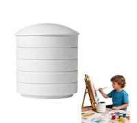 Sewroro Watercolor Palette Mixing Trays with Lids, 5-Layer Round Porcelain Paint Tray for Gouache, Pigment and Chinese Ink, White Ceramic Dish, 3. 62 x 3. 23 Inches