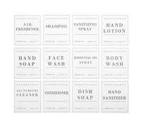 Sewroro Waterproof Bathroom Labels for Organizing 24pcs White 70x80mm Non-Adhesive Stickers for Shampoo Soap Lotion Bottles Household Jar Labels Set