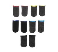 Sewroro Wear-resistant Finger Sleeves 5 Pairs Fiber for Mobile Game | Touchscreen Compatible, Black Adult Fit, Cover Design for Precise Control