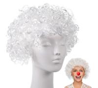 Sewroro White Short Curly Cosplay Wig for Party with Ventilative and Comfortable K Silk and P Silk Material Featuring Unique Design and True-to-life Style