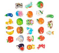 Sewroro Wooden Alphabet Puzzle for Animal Fruit Shape Sorting Educational Montessori-inspired Preschool Learning Game for Fine Motor Skills and Early Cognitive Development