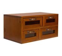 Sewroro Wooden Double Layer Four Drawer Jewelry Chest for Desktop Storage | Vintage Rustic Style, Dust Free Category Sorting, for Earrings, Coins, Dresser or Entryway Console