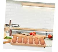 Sewroro Wooden Egg Storage Holder Double Row Egg Tray with Anti-break Design for Kitchen and Refrigerator