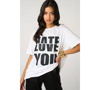 SewThoughtless Women's Black Half-Hearted Love Hate T-Shirt In White | Size: S/M SewThoughtless White S/M
