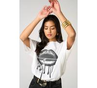 SewThoughtless Women's Locked Lips Drip T-Shirt in White | Size: S/M SewThoughtless White S/M