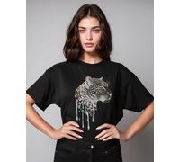 SewThoughtless Women's Urban Gold Leopard Drip T-Shirt in Black | Size: Large/XL SewThoughtless Black L/XL