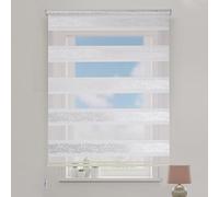 Sewtony Zebra Shiny Silver Ivy Patterned Pleated Roller Blinds Home Kitchen Bedroom Window Shades Day and Night Blinds in Made to Measure up to 200 cm x 200 cm… (70x200)