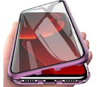 Sewutoyu Case Compatible for Xiaomi 15T Pro - Magnetic Adsorption Metal Frame Front and Back Tempered Glass Transparent Cover 360° Protective Case,Anti-Scratch Bumper Phone Cover,Purple