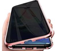 Sewutoyu Privacy Screen Protector Compatible for iPhone 17 Pro Case, Magnetic Adsorption Metal Frame Cover,Anti Spy Tempered Glass Film, 360 Degrees with Camera Lens Protector Cover,Orange